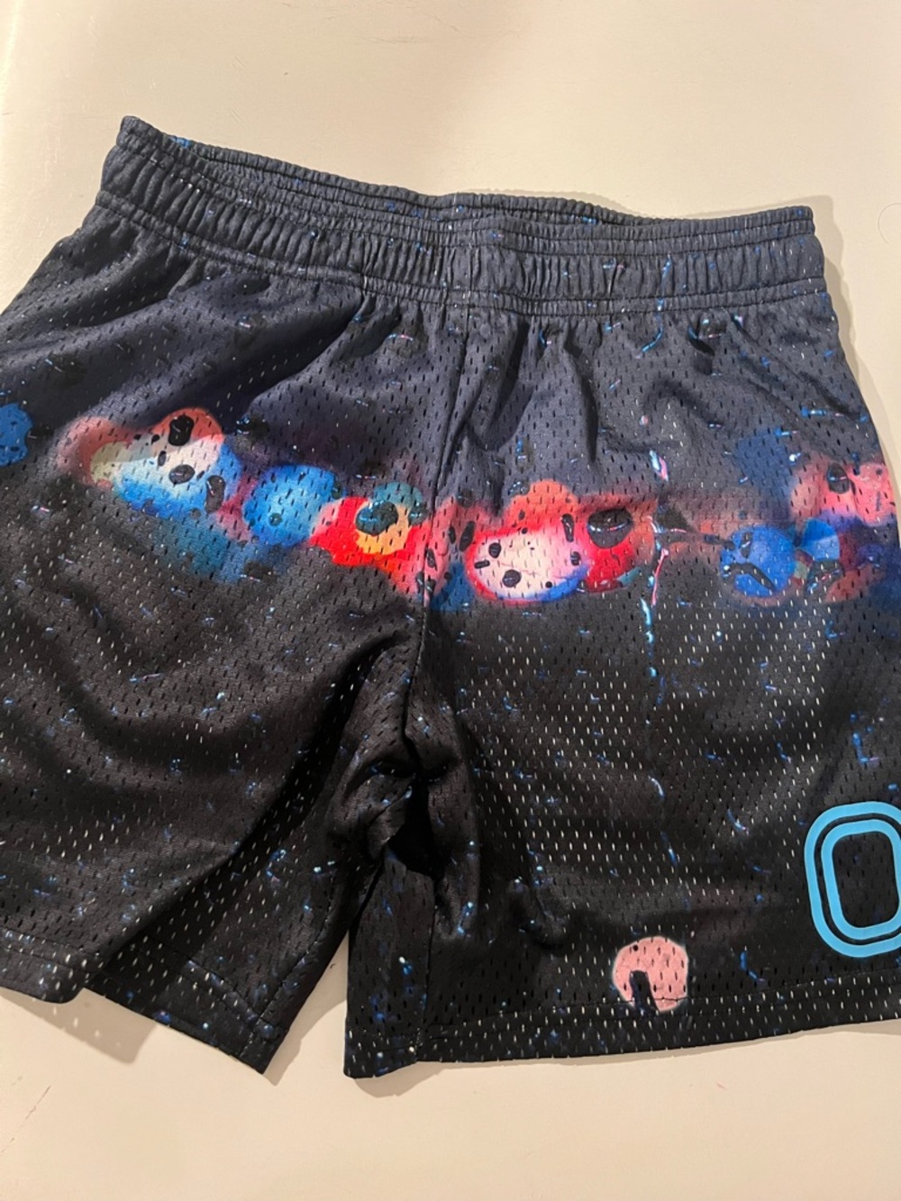 Kids Black Galaxy Pop-Print Athletic Shorts
